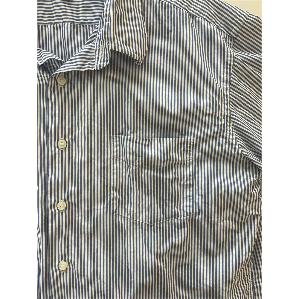 J.Crew Size XL (17-17/12) Men's Dress Shirt 80's‎ 2-Ply 100% Cotton Blue Stripe